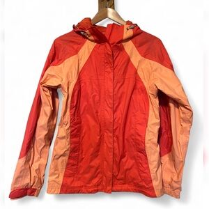 Columbia Women's Small Pink Two Tone Raincoat Hooded Full Zip